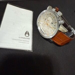 Nixon Magnacon Silver/Leather Chronograph Watch - Rare, Discontinued
